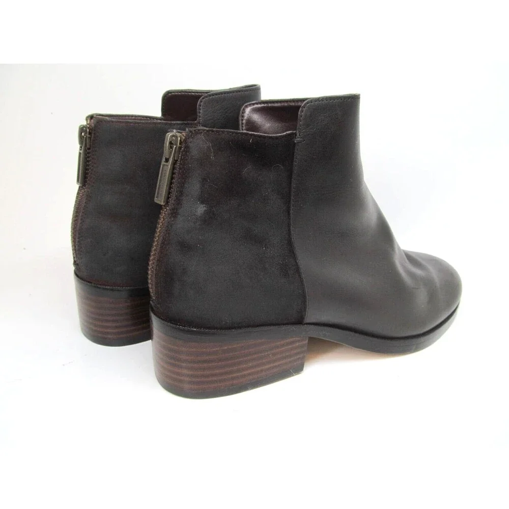 Cole Haan Grand O's Dark Brown Leather  Zip Ankle Booties Womens Size US 8 B